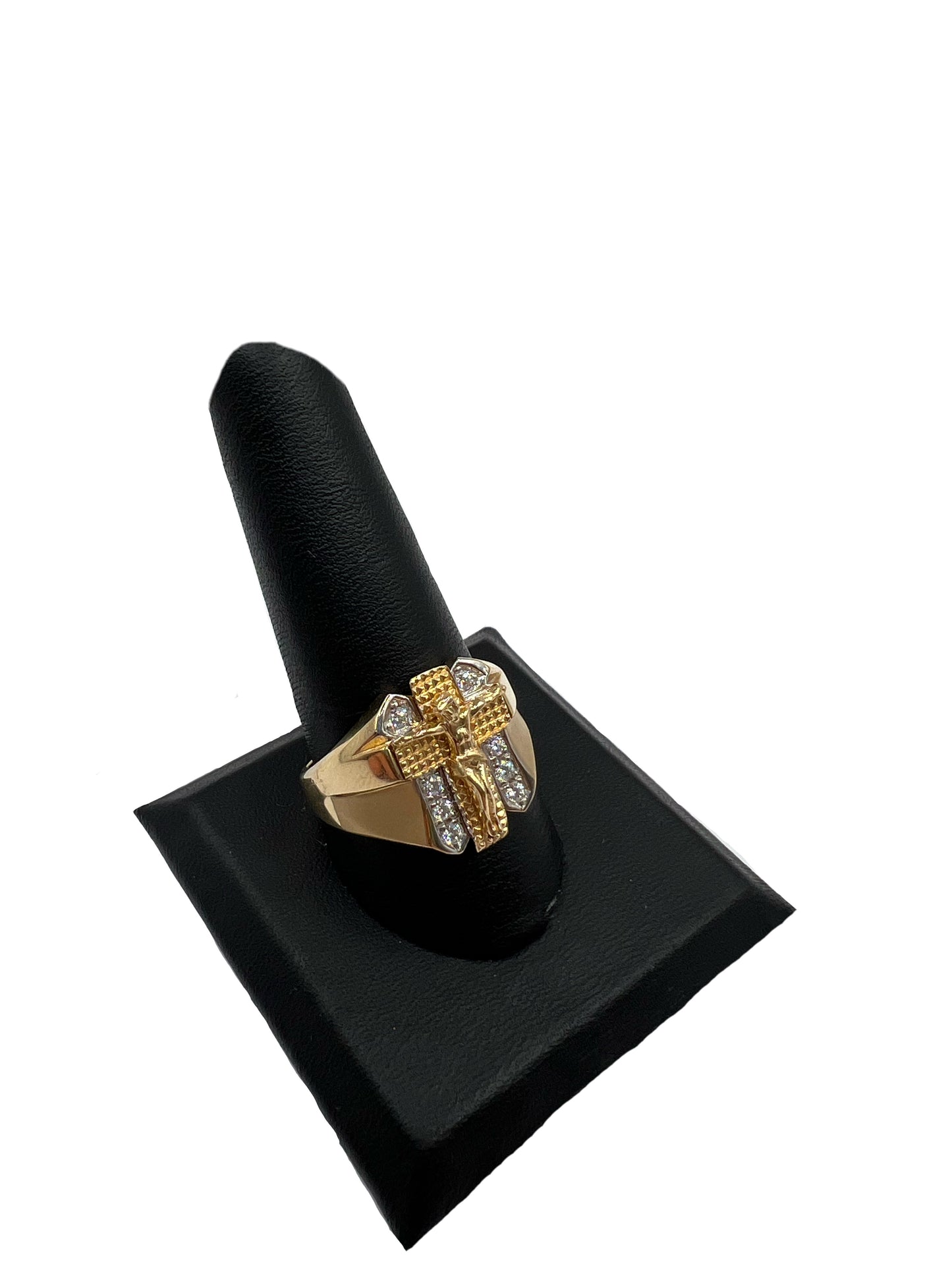 14k Cross Jesus Ring