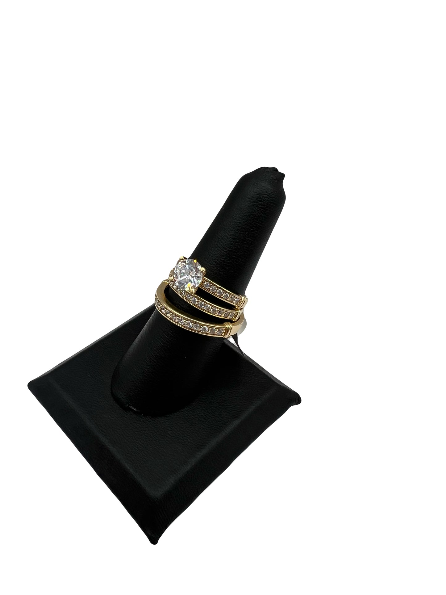 14k CZ Wedding Trio Set