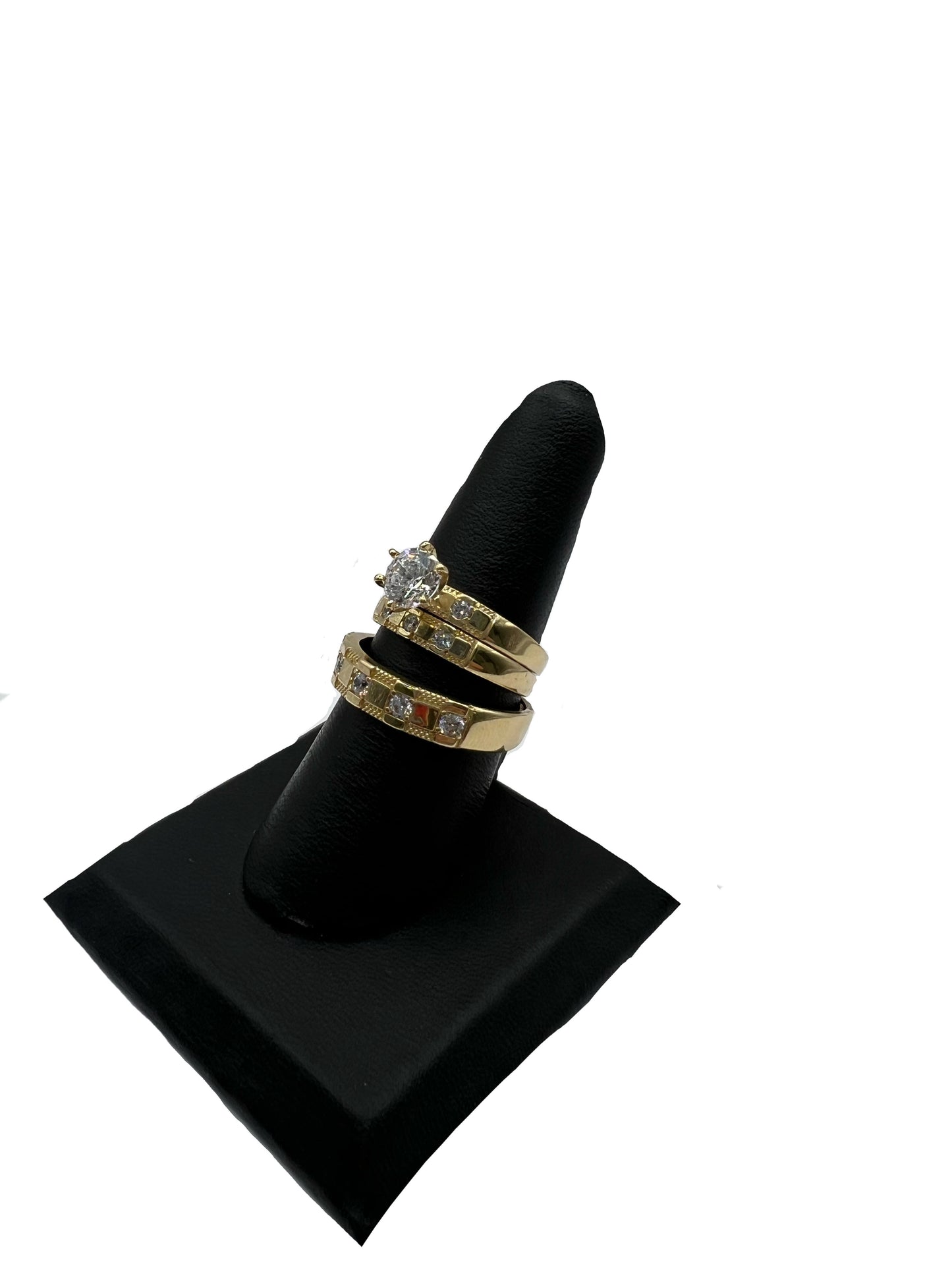 14k CZ Wedding Trio set