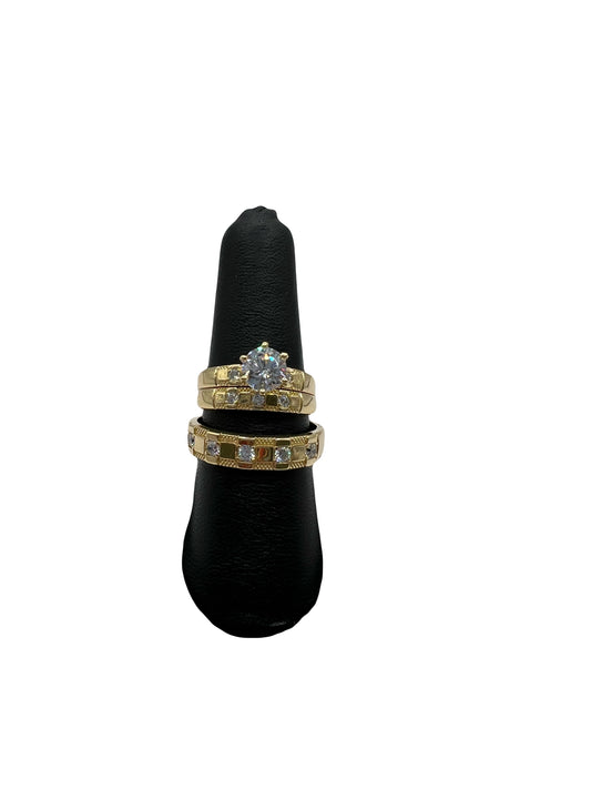 14k CZ Wedding Trio set