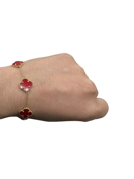14k Clover Bracelet in Red