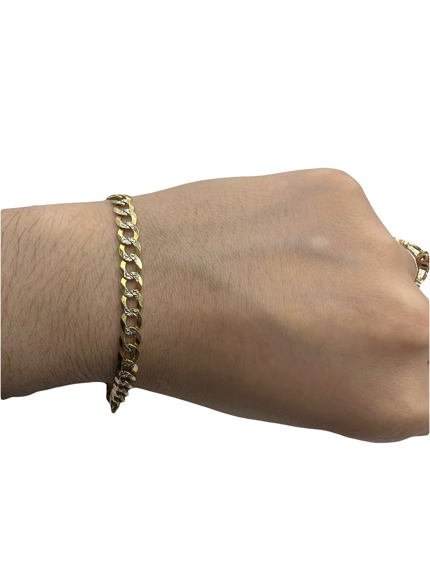 14k Solid Two Tone Cuban Bracelet