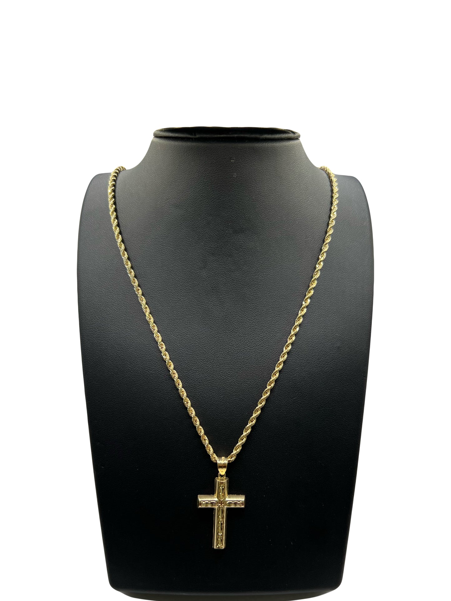 14k Rope Chain & Cross Pendant