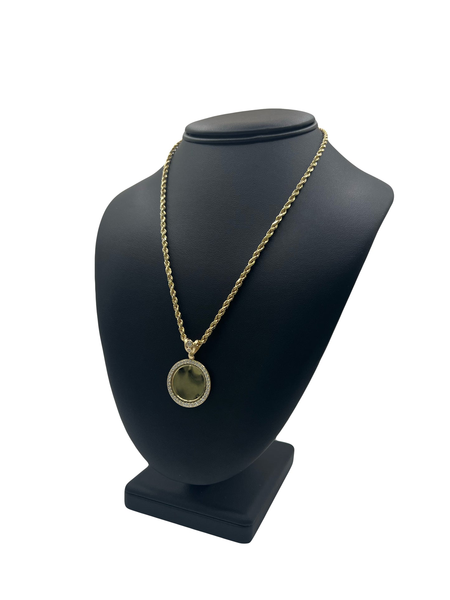 14k Picture Pendant & Rope Chain