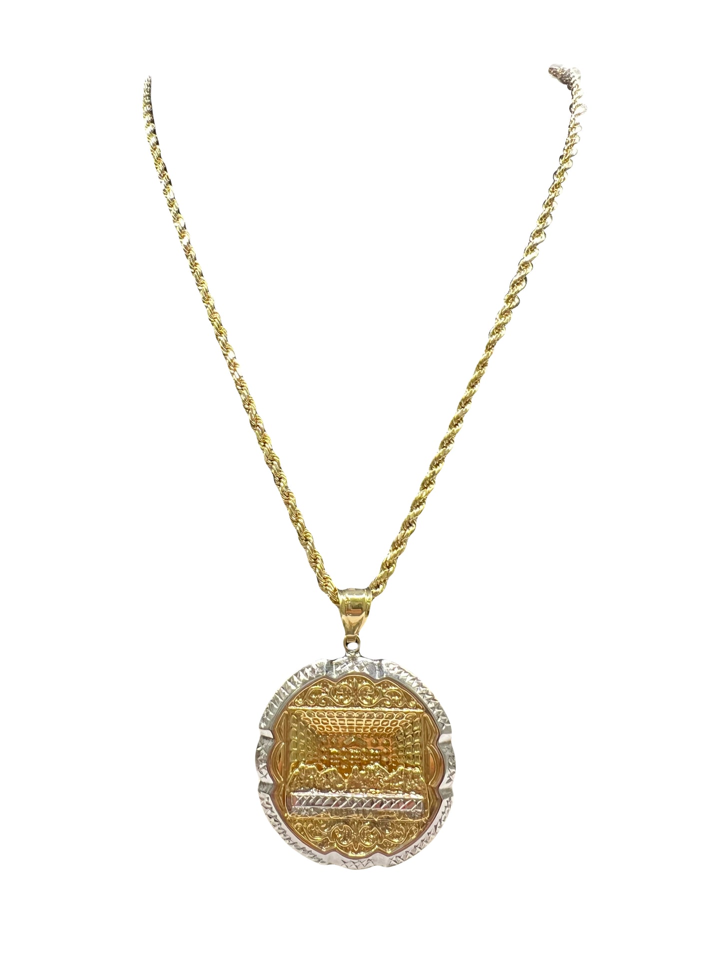 14k Rope Chain & Last Supper Pendant