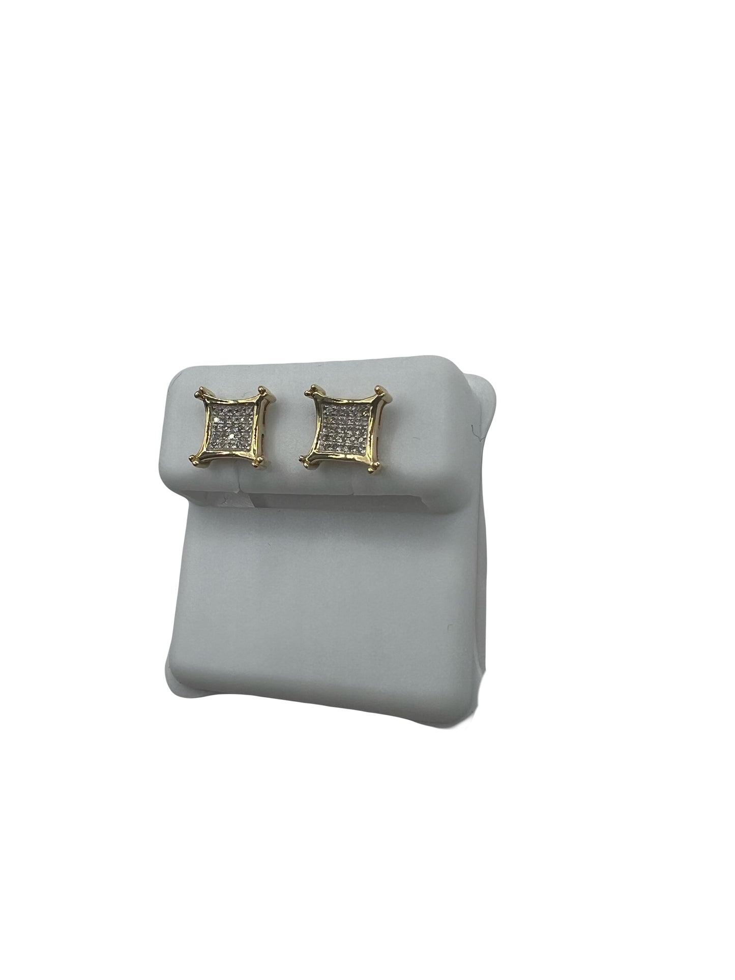 14k Diamond Square Stud Earrings