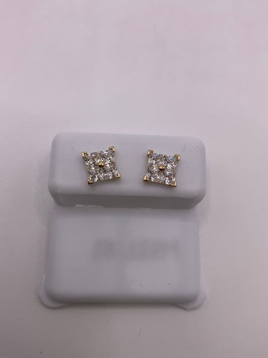 14kt Cz Fancy Earrings Push Back