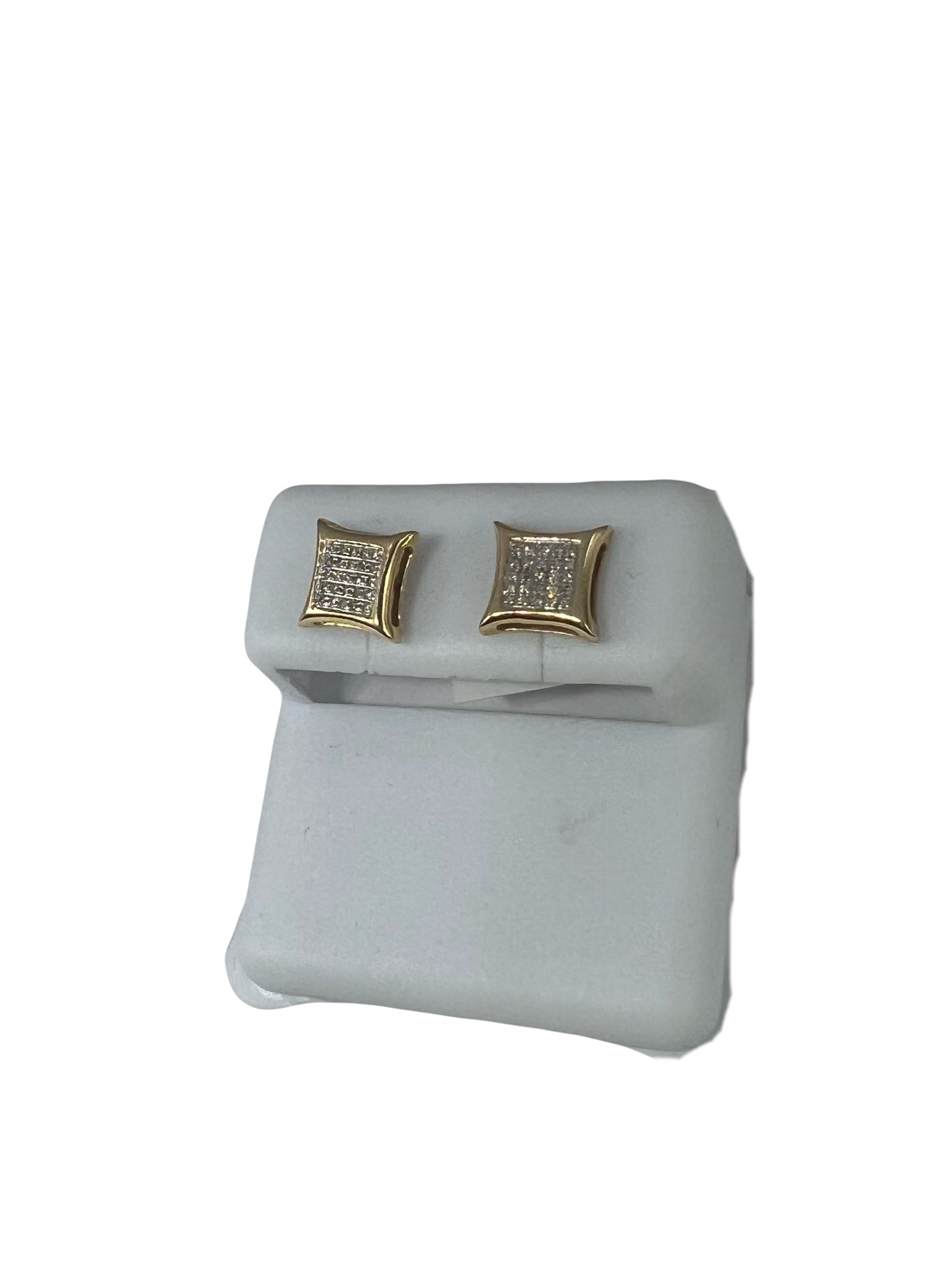 14k Diamond Square Stud Earrings