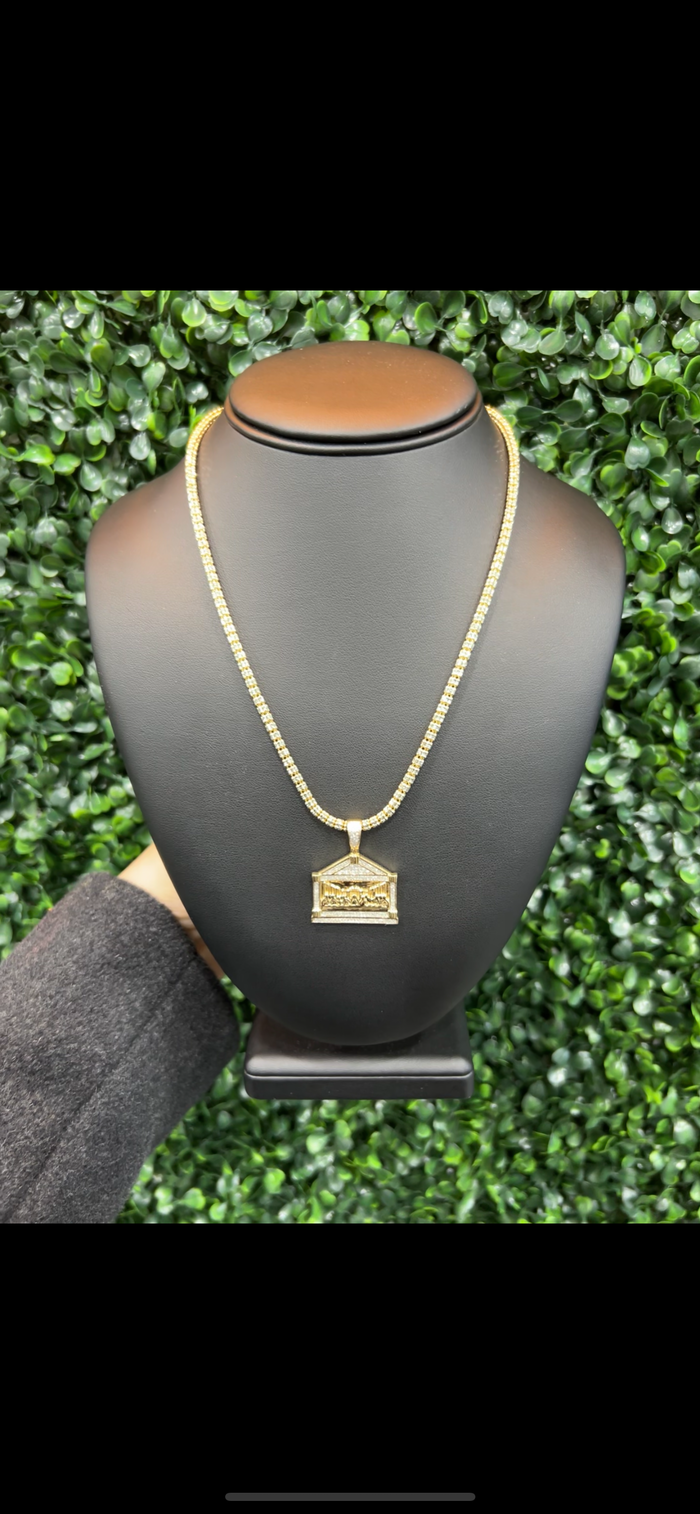 10k ice chain & Diamond Last Supper Pendant