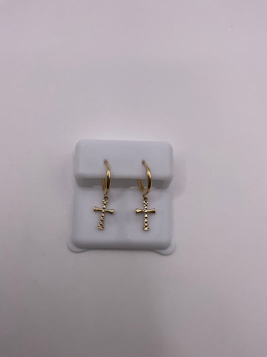 14kt Fancy Cross Dia Cut Earrings