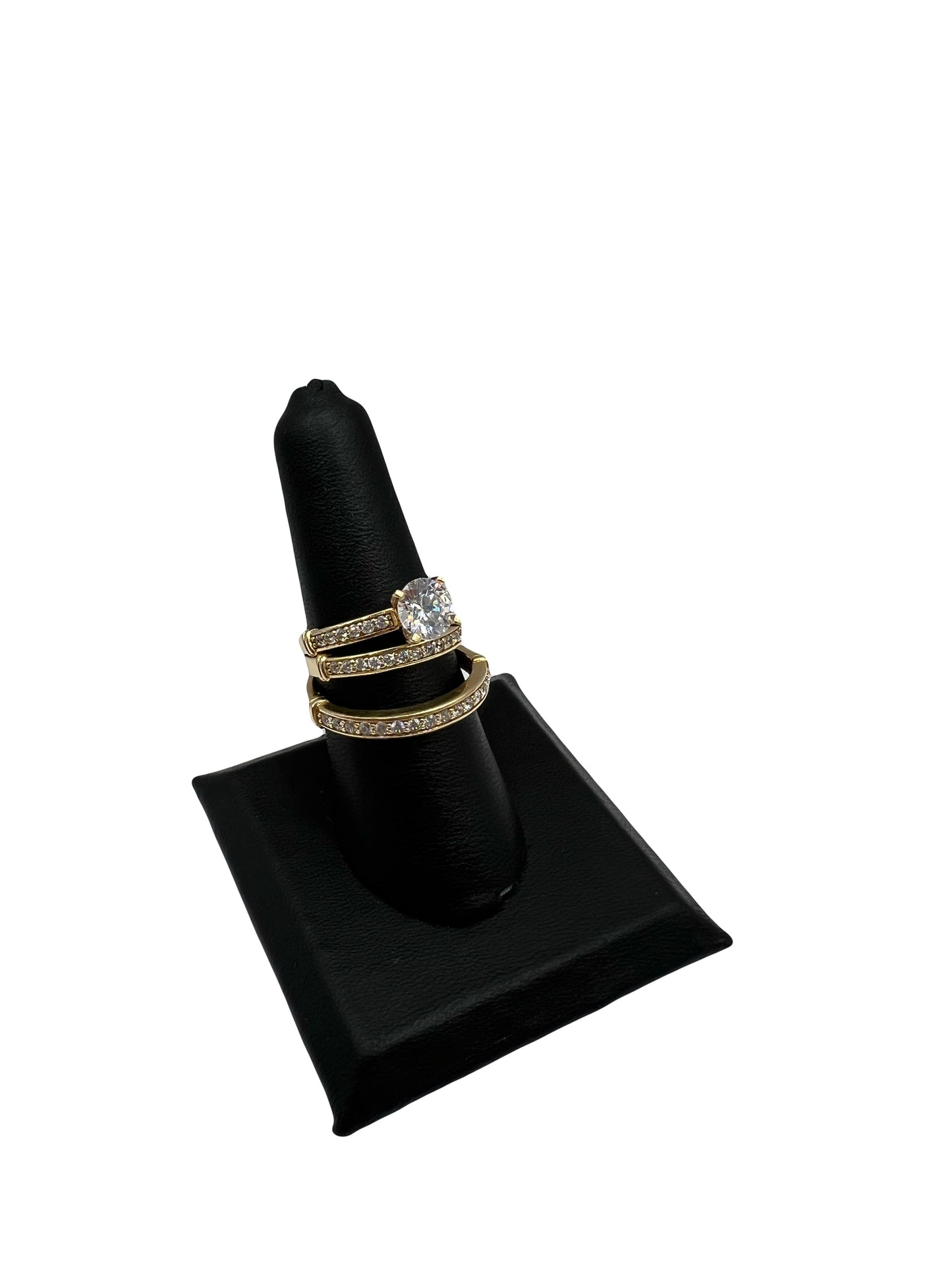 14k CZ Wedding Trio Set