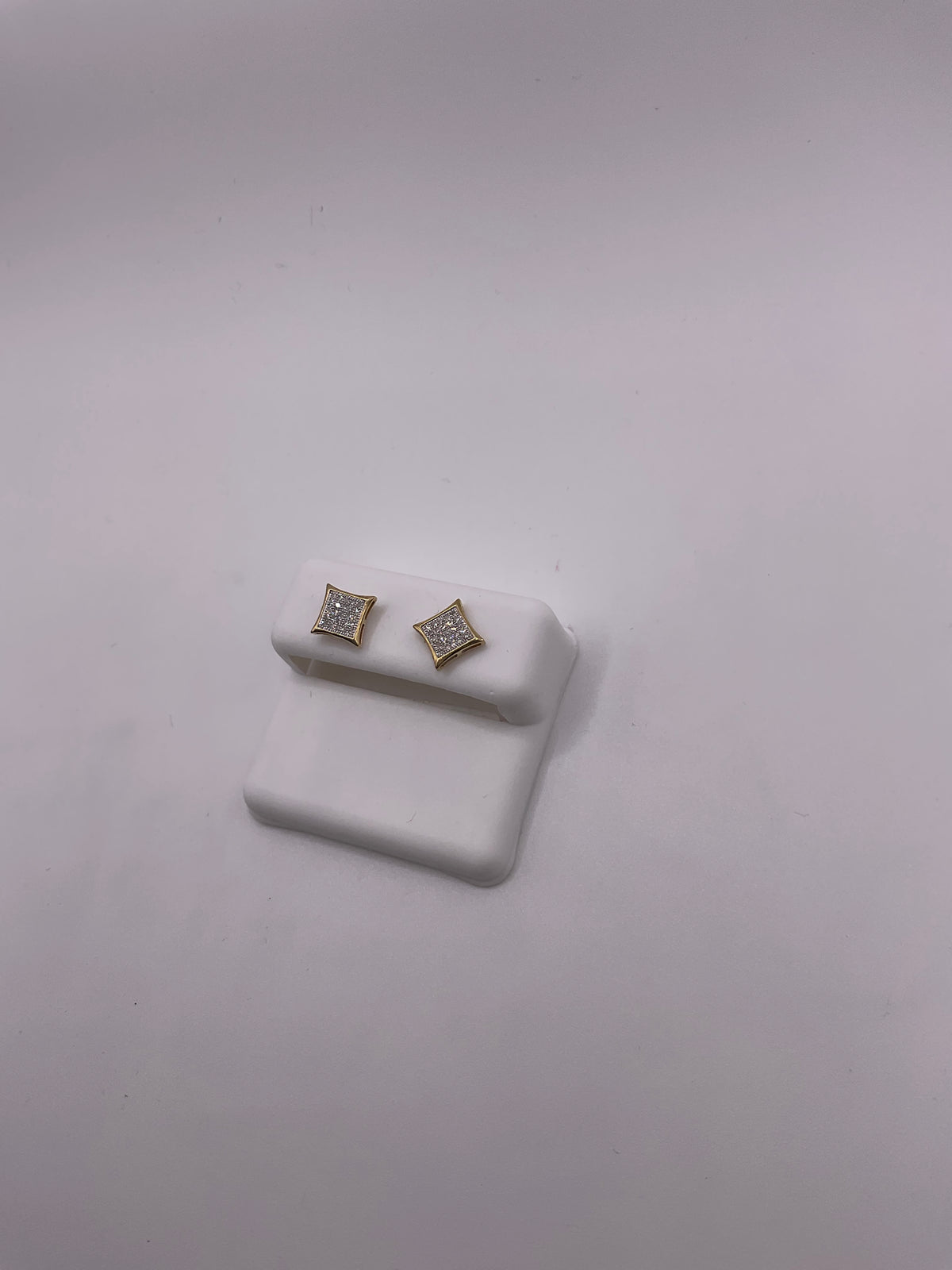 14k Diamond Square Stud Earrings