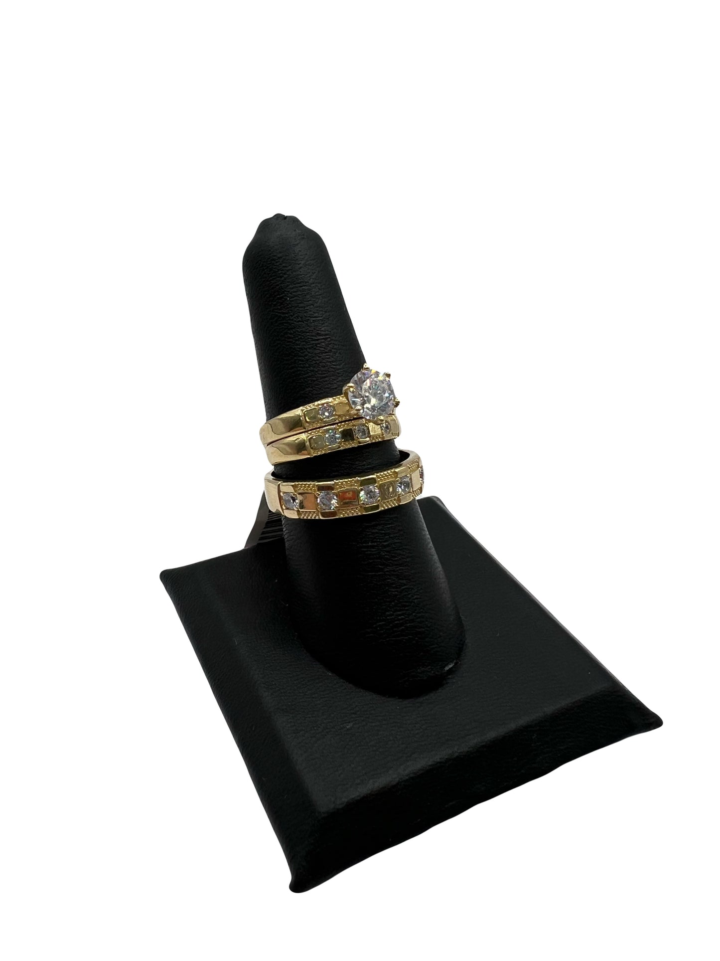 14k CZ Wedding Trio set