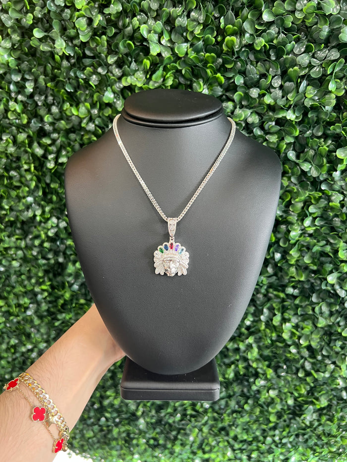 Silver Franco Chain & Indio Pendant