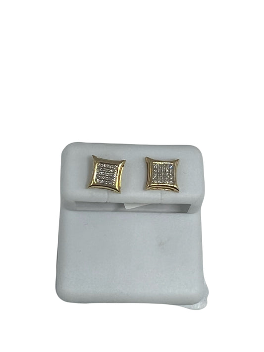 14k Diamond Square Stud Earrings
