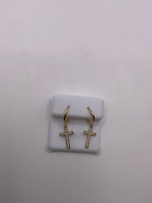 14kt CZ Fancy Cross Earrings