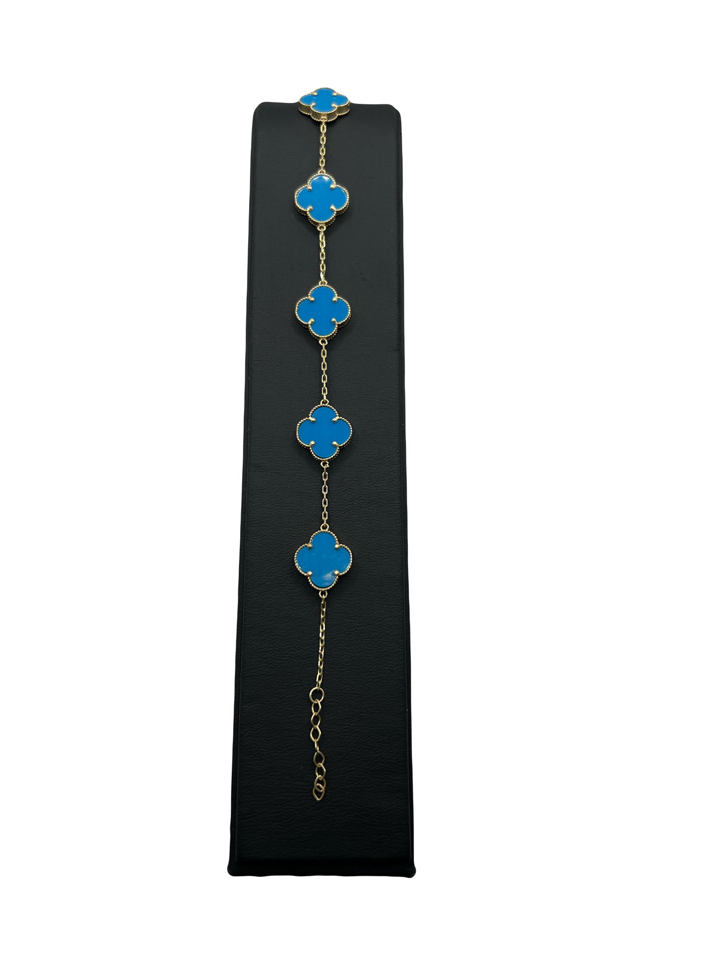 14k Clover Bracelet in Blue