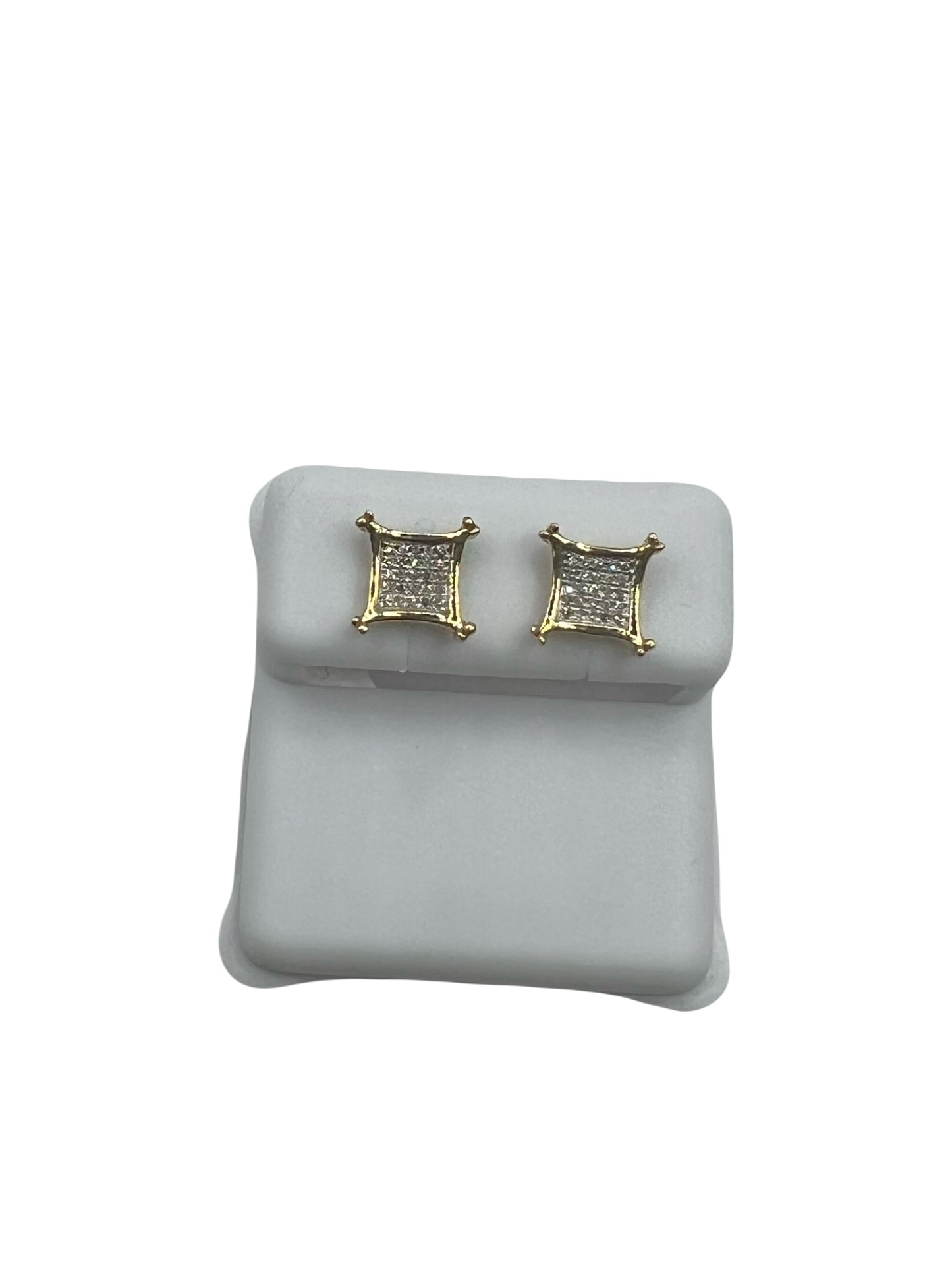 14k Diamond Square Stud Earrings