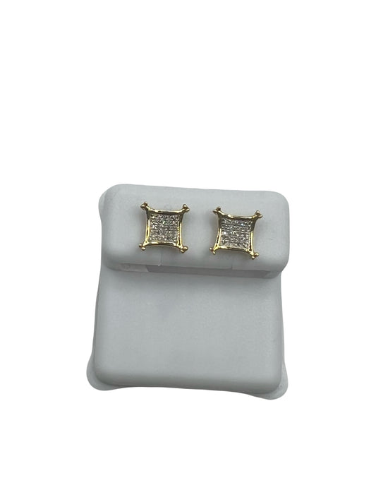14k Diamond Square Stud Earrings