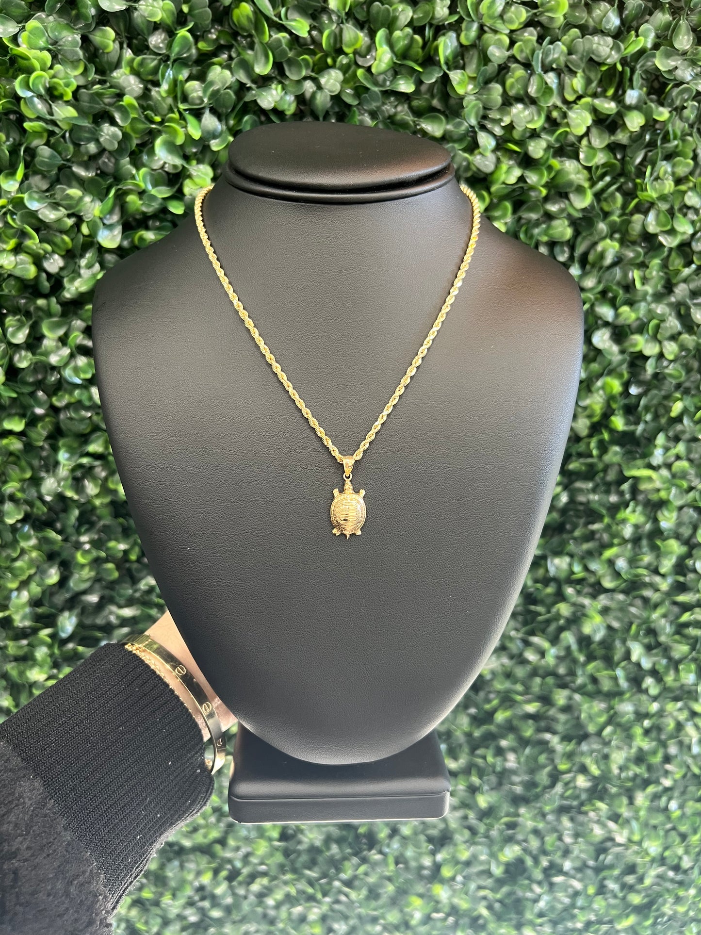 14k Turtle Pendant & Rope Chain
