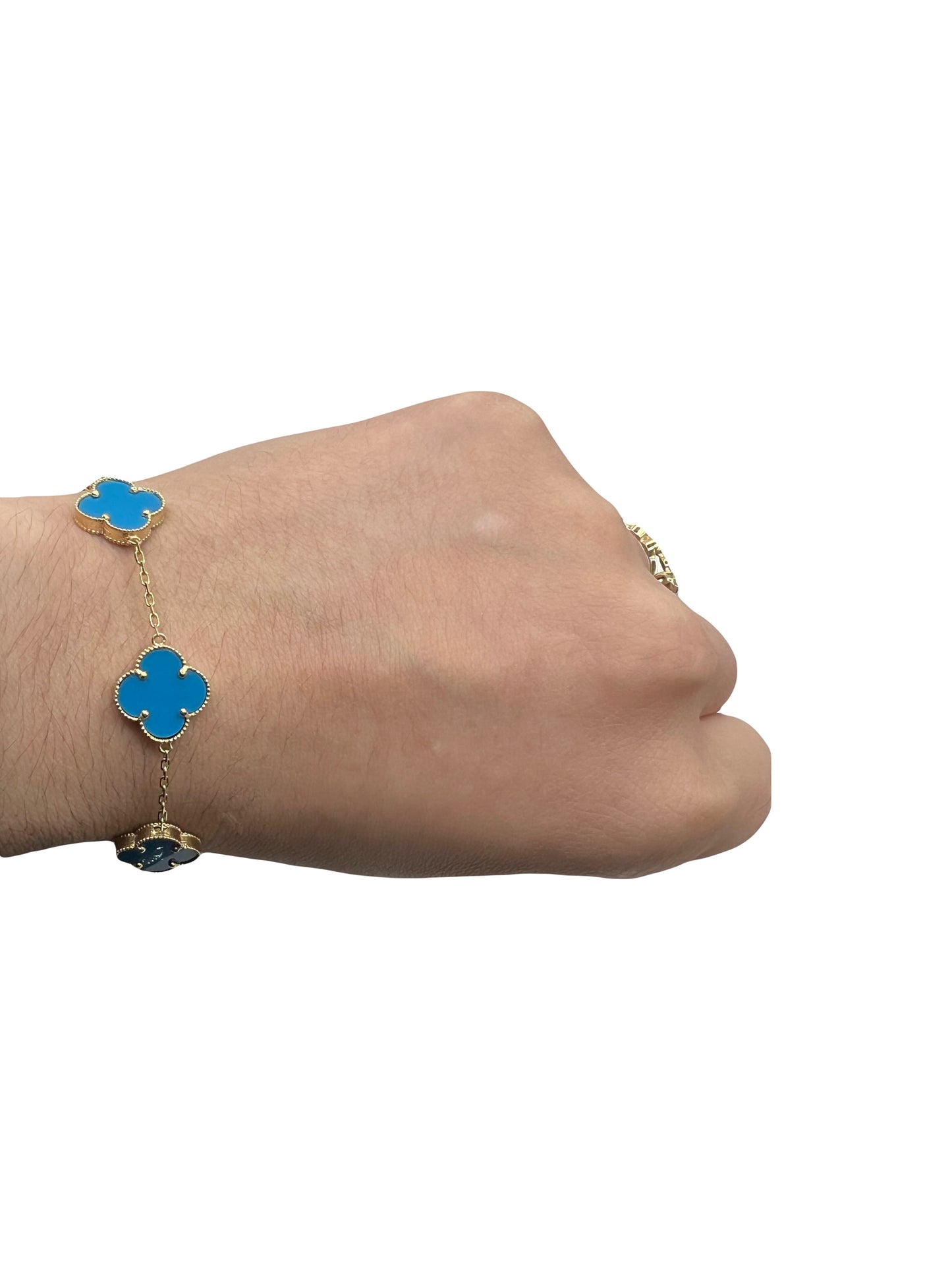 14k Clover Bracelet in Blue