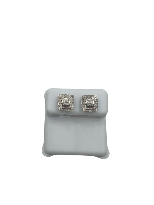 14k Diamond Square Earrings