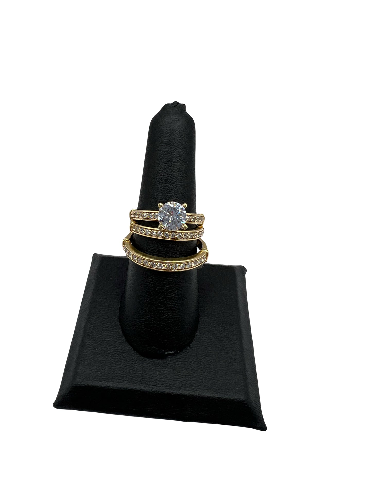 14k CZ Wedding Trio Set