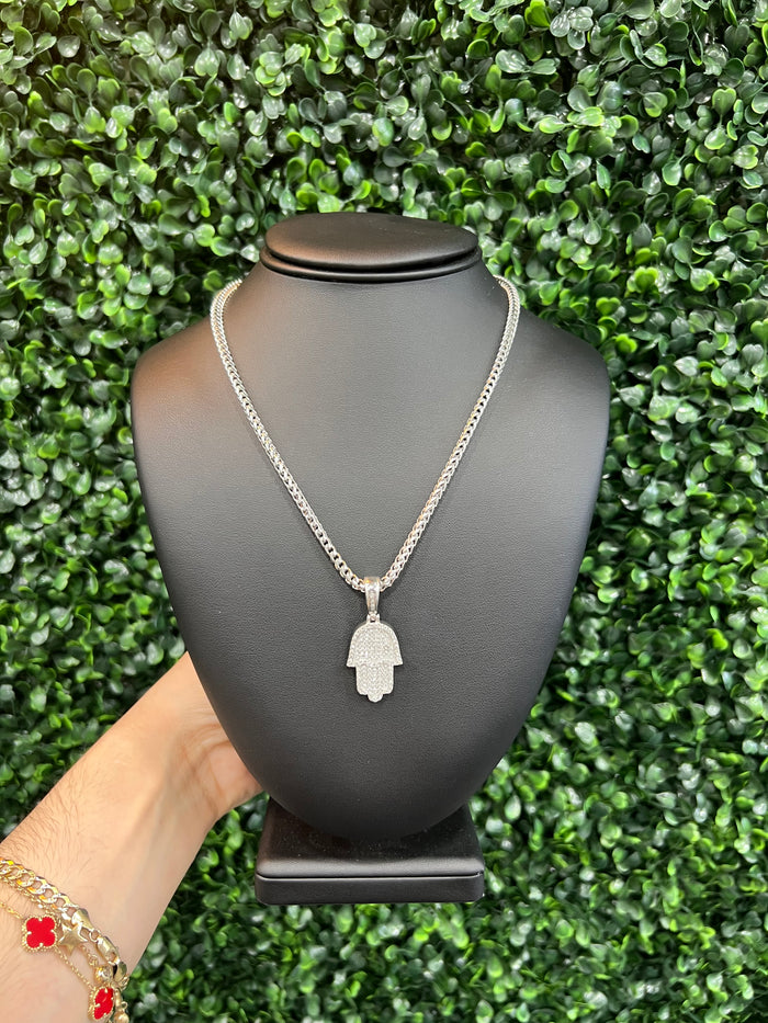 Stainless Steel Franco Chain & Hamsa Pendant