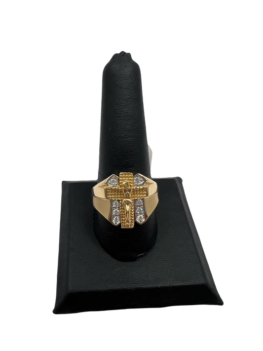 14k Cross Jesus Ring