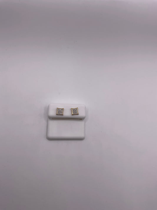14k Diamond Square Stud Earrings