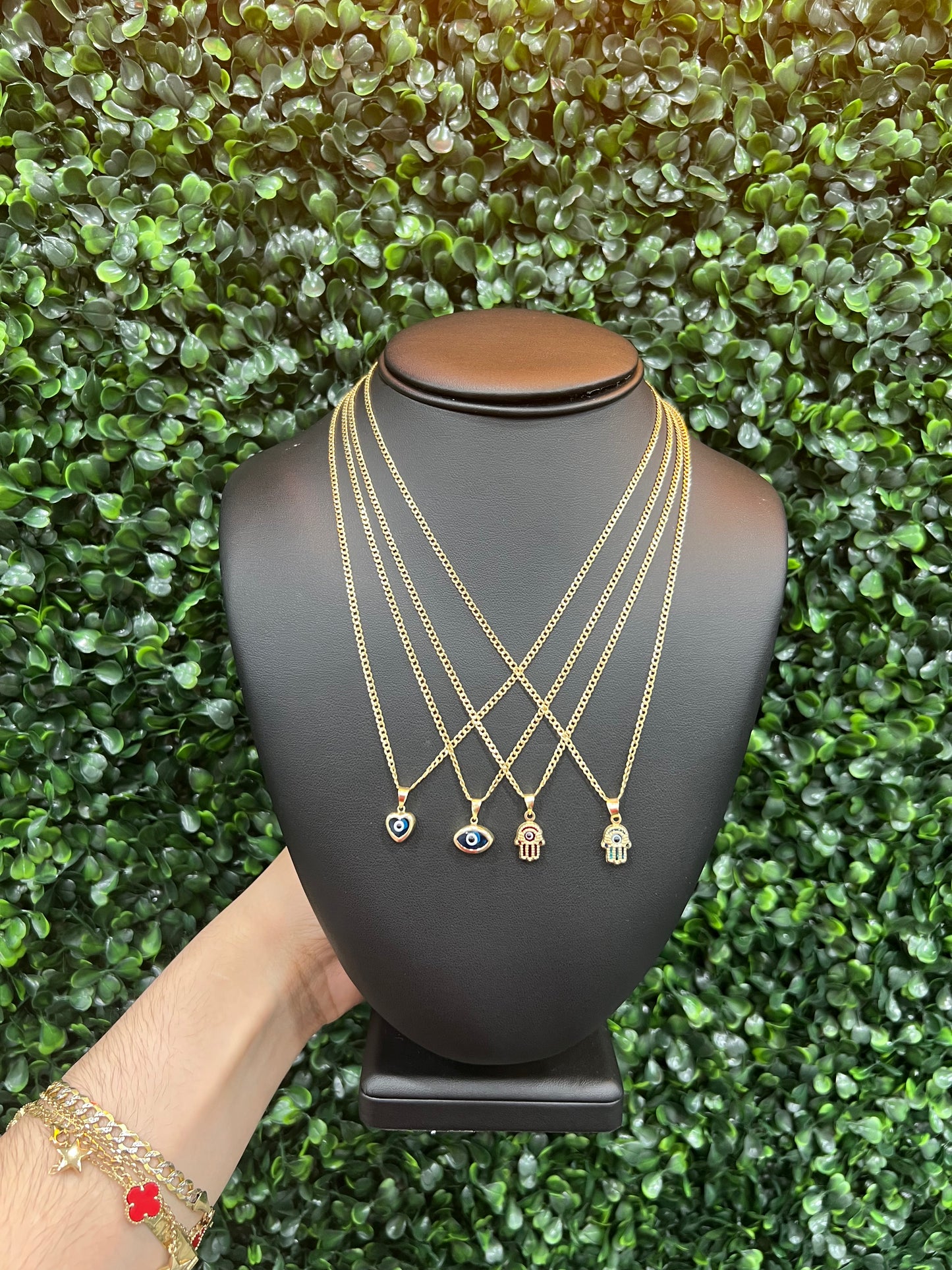 New 10k Cuban Chain & Evil Eye Pendant