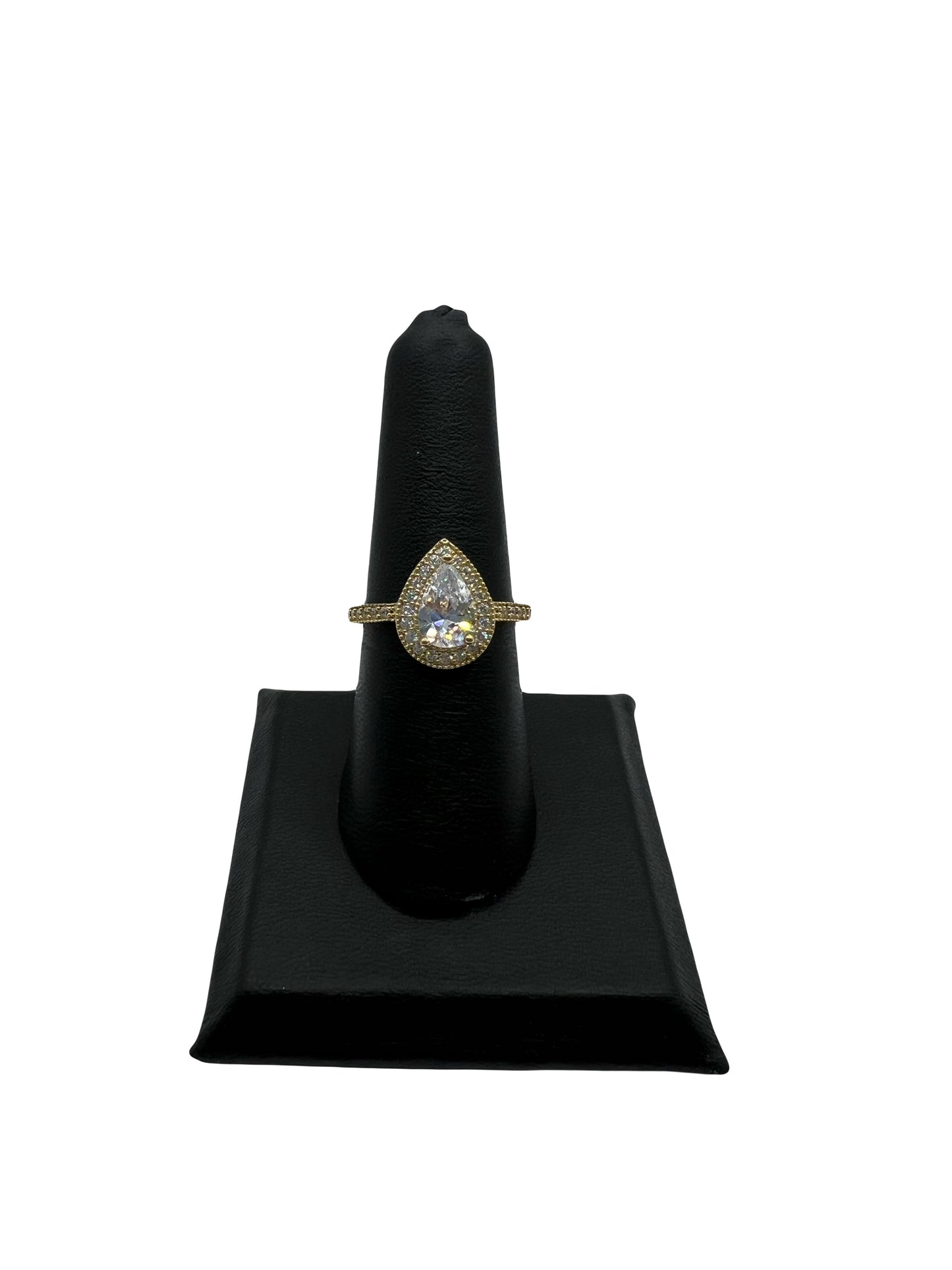10k Cz Pear Ring