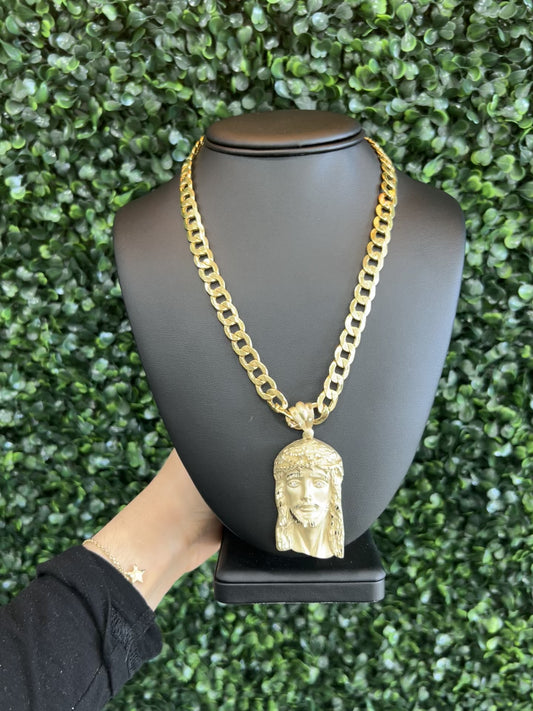 10k Cuban Chain & Jesus Pendant